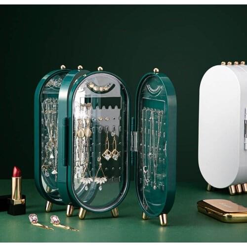 Earring Storage Box Foldable Jewelry Organizer Necklace Display Storage Rack Cosmetic Storage Shelf Home Bedroom Desktop Holder