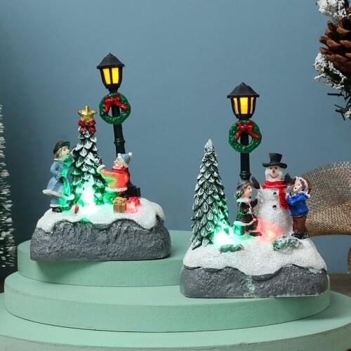 Anime Christmas LED Lighting House Hand-painted Desktop Center Decoration Country Scene Lighting Childrens Party Holiday Gifts