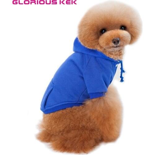 Dog Hoodies for Small Dogs Winter Clothes Plain Dog Hoodie with Kangroo Pocket Solid Dog Sweatshirt Cotton Puppy Coat Pink White