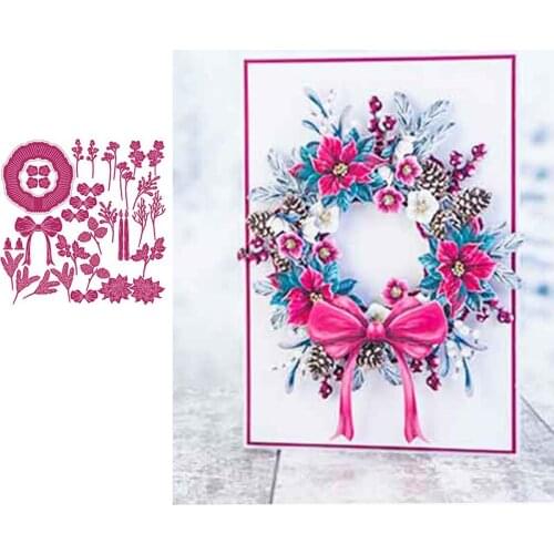 Christmas Flower Bow Garland Cutting Dies Scrapbook Diary Decoration Stencil Embossing Template DIY Make Albums Handmade