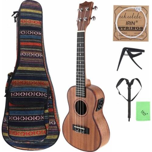 24 Inch Ukulele Abalone Shell Edge 18 Fret Four Strings Hawaii Guitar Built-in EQ Pickup + Bag + Capo + Strap + String + Cloth