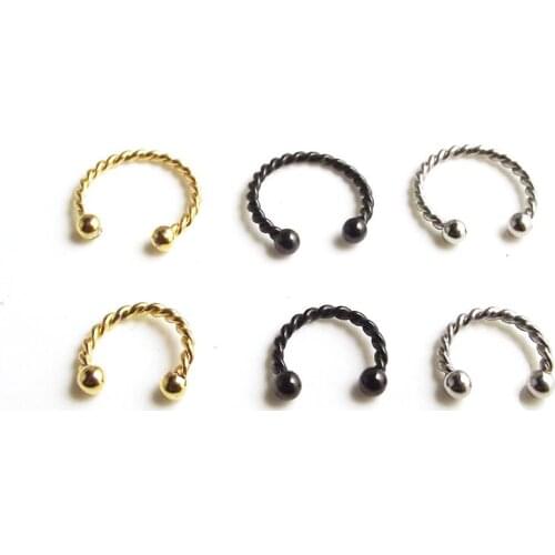 1 Piece Free shipping Twisted Titanium Nose Hoop Nose Rings Fake Body Piercing Jewelry
