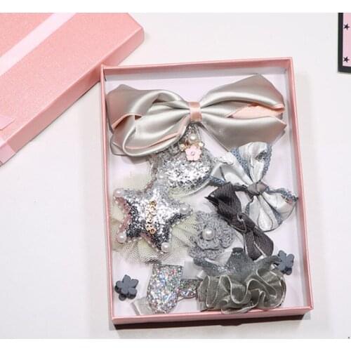 10 Pcs/Box New Kids Children Accessories Hairpins Barrettes Baby Fabric Bow Flower Headwear Hair Clips Girls Headdress