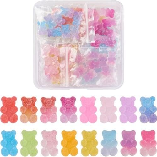 160pcs Sweet Gummy Bear Opaque Flatback Resin Cabochons No Hole Beads for Jewelry DIY Necklace Pendants Brooch Phone Case Decor