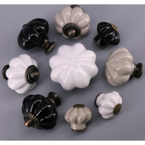 1x White Grey Black kitchen cabinet cupboard door knobs, chest, furniture, drawer Pulls handles Porcelain Pumpkin knobs