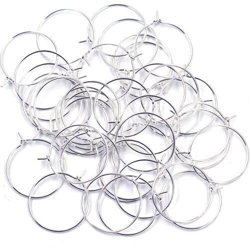 200Pcs Silver Plated Round Alloy Wine Glass Rings Earring Hoops Jewelry Charms Component 25x20mm