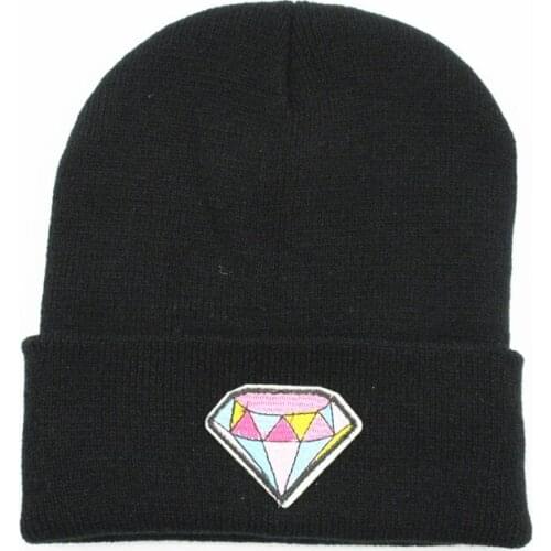 2020 Crystal pattern embroidery Thicken knitted hat winter warm hats Skullies cap beanie hat for men and women 211