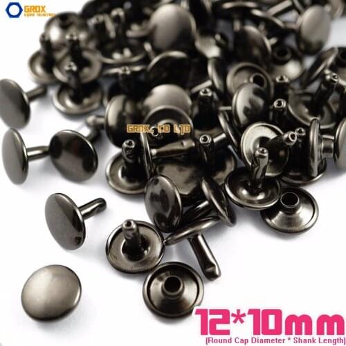 300 set 12*10mm Gunmetal Double Cap Round Rapid Rivet Punk Leathercraft Rivet
