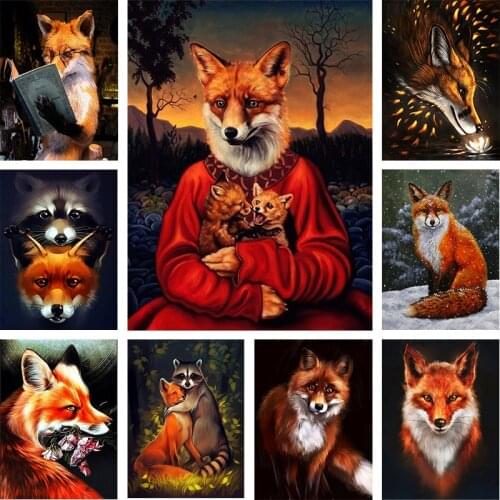 Fox 5D Diamond Painting Square/Round Round Diamond Embroidery Diamond Animal Cross Stitch Artist Home Decoration
