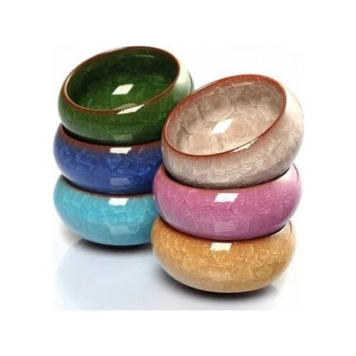 6* Tea Cups 55ML Multi Binglie Glaze Kung Fu Tea Cup,Chinese Yixing Teasets, Kung Fu Tea Set,Purple Clay Tea Cups