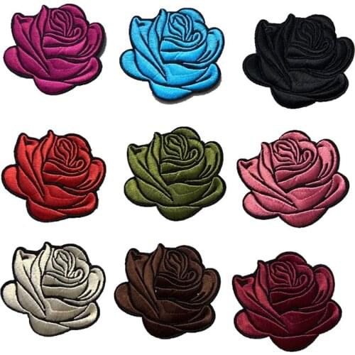 90pcs/lot Mixed Color Rose Floral Patches Iron on/Sew-on Flower Embroidery Applique for Clothes Shoes bags DIY Decoration Decals