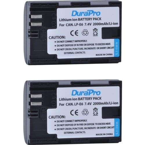 2pc LP-E6 LPE6 LP E6 LP-E6N Rechargeable Li-ion Camera Battery For Canon EOS 5DS R 5D Mark II 3 5D Mark III 6D 7D 60D 60Da 70D
