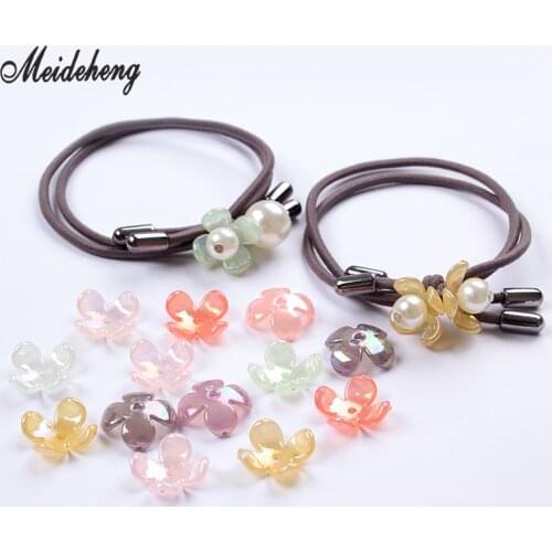 Acrylic Four Leaf Clover Flower Jelly Beads plating Color Translucent Hair Ornament beads for jewelry making bracelets DIY Gifts