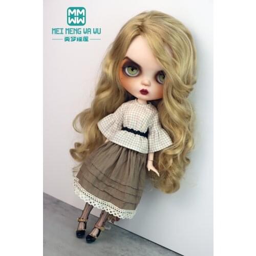 28--30cm Blyth Azone OB23 OB24 1/8 Doll clothes accessories Fashion plaid shirt, long skirt