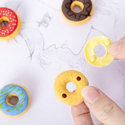 Free shipping 10packs Cute Colorful Donut Eraser Rubber Students Stationery Kids Gifts School Office Correction for exam