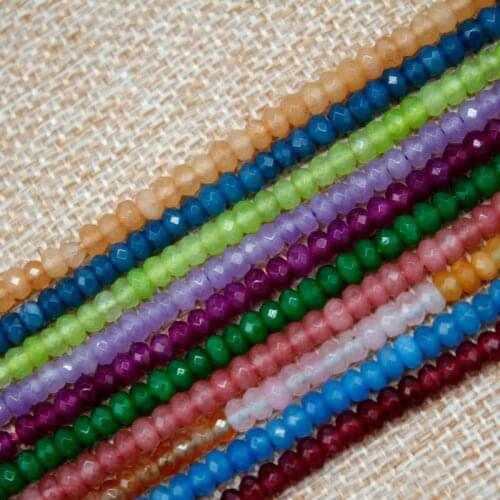 Free Shipping 2*4mm Pretty Faceted Rondelle Shape 10 Color Jades Loose Beads Strand 15" DIY Creative Jewellery Making