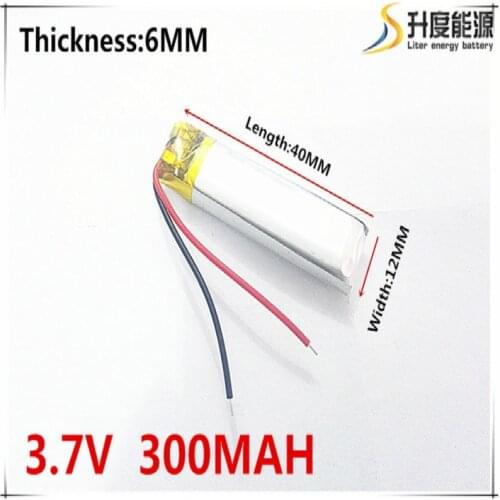 Free shipping 3.7 V 601240 lithium-ion polymer battery 300 mah vehicle traveling data recorder LED speakers