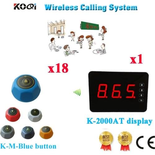 Wireless Call Bell Service System Top Popular Restaurant Pager Equipment CE Passed(1 display+18 call button)