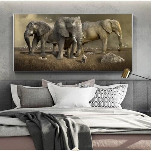 Large African Elephant Landscape Diy Diamond Painting Cross Stitch Kits 5D Picture Mosaic Wall Stickers EmbroideryZP-4085