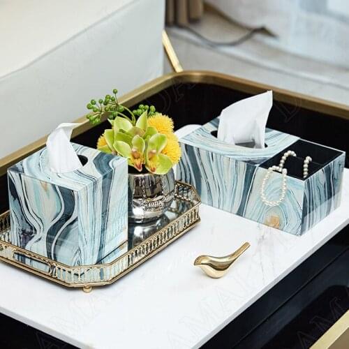 European Painted Glass Tissue Box Creativity Living Room Modern Multifunction Paper Boxes Hotel Front Desk Napkin Organizer