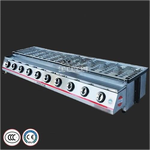 Ten Head Gas Barbecue Grill Smokeless Stove SC-ST10 Gas BBQ Grill Stainless Steel Material Steel Cover Barbecue Oven CE/3C