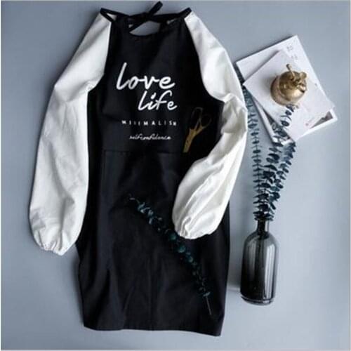 Nordic Cotton Long Sleeve Apron For Adult Men Women Cooking Aprons Baking Overalls Bib Housework Full Body Cover With Big Pocket