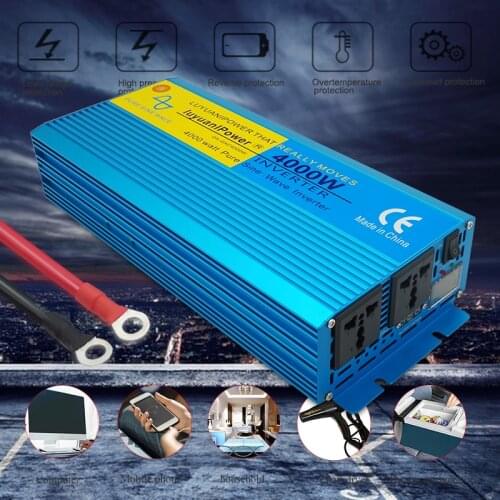 Power Inverter Digital Display pure sine wave 4000W DC 12V/24V To AC 110V/220V camping boat Converter With LCD Display 2 AC OUT