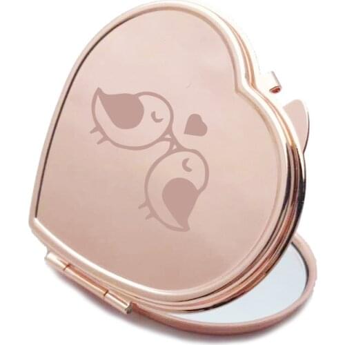 Creative Portable Heart-shaped Simple Mirror Foldable Metal DIY Commission Logo Makeup Mirror Wedding A Small Gift