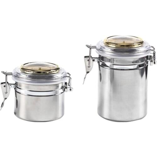 Food Grade PP Round Humiditor Jar with Digital Hygrometer Stainless Steel for Cigar Taobacco Coffee Bean Candy