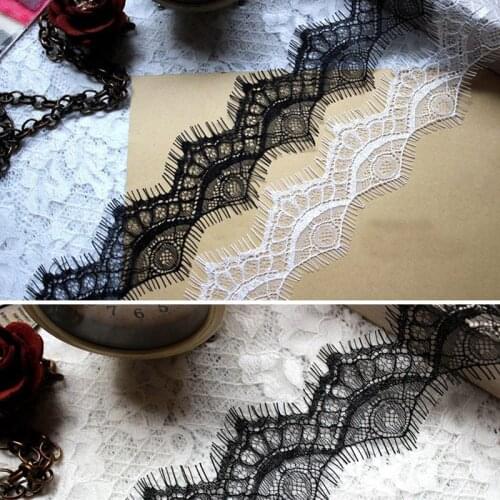 4.5cm Width Eyelash Lace Black White Soft Floral Classic Lace Trim Decoration Crafts Sewing Lace Trim For Dress Making 6 meters