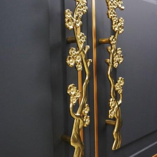 Brass Plum Blossom Cabinet Door Handle Kitchen Door Pull Luxury Nordic Drawer Handle Dresser Pull Furniture Handle