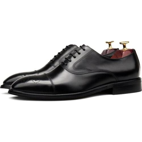 Large Size EUR45 Black Goodyear Oxfords Shoes Genuine Leather Dress Shoes Mens Business Shoes