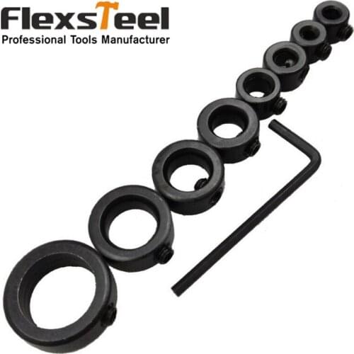 9 Pieces Drill Stop Bit Collar Set Drill Bit Depth Stop Kit 1/8", 3/16”, 1/4”, 5/16”, 3/8”, 7/16” and 1/2" with Allen Wrench