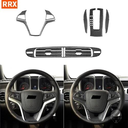 For Chevrolet Camaro 5th Gen 2012-2015 Carbon Fiber Stickers Steering Wheel Center Air Outlet Gear Shift Panel Car Accessories