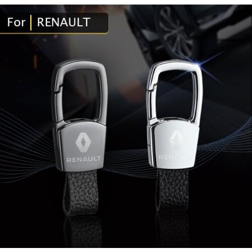 The New Leather Keychain Decorative Key Ring With Logo Alloy Car Keyring For Renault Clio Espace Duster Megane Kwid Accessories