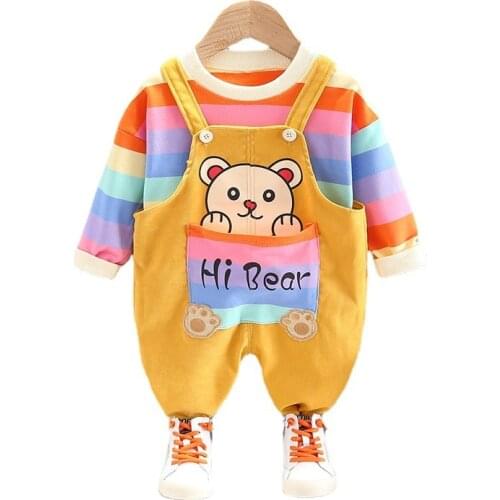 New Spring Autumn Baby Girls Clothes Suit Children Boys Cotton T-Shirt Overalls 2Pcs/Set Toddler Fashion Costume Kids Tracksuits
