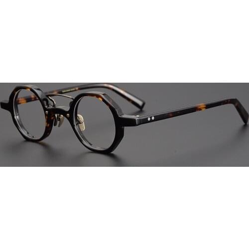 Designer tortoiseshell Japanese small square hand-made irregular retro glasses frame anti blue light glasses round glasse frames