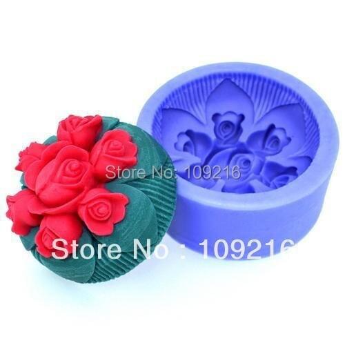 Wholesale!!!1pcs New Style Five-Rose (R1120) Silicone Handmade Soap Mold Crafts DIY Mold