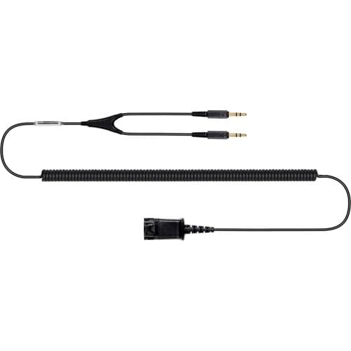 Gold-Plated Headset QD to 3.5mm Quick Disconnect Cable for Plantronics and VoiceJoy Headsets,Dual 3.5mm Plug into Sound Card