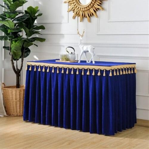 Luxury Velvet Table Skirting Hotel Flannel Table Skirt For Table Cloth Table Cover Wedding Party Banquet Decoration