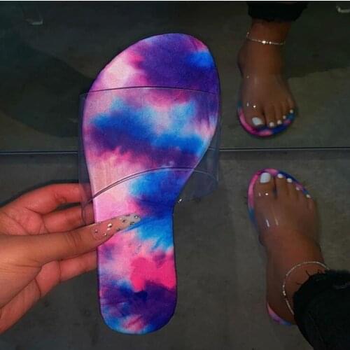 Women/ladies with sandals transparent PVC non-slip slippers 2020 new spring/summer star print graffiti beach flip flop outdoor