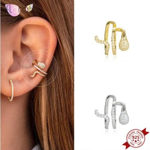 1PC 925 Sterling Silver Ear Cuff Earrings Crystal Non-Piercing Ear Clips Fake Cartilage Earring for Women Ear Clips Earrings