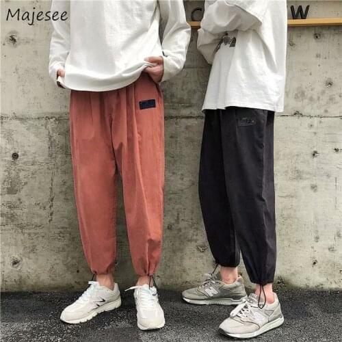 Harem Pants Men Casual Loose Solid Simple All Match Mens Trousers Korean Straight Ulzzang Plus Size 2XL Soft Bundle Ankle-length