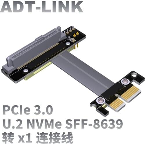 ADT Brand PCIe x1 To U.2 NVMe SFF-8639 PCI Express 3.0 x4 Transfer Extension Data Cables Gen3.0 PCI-e U.2 NVME Interface SSD