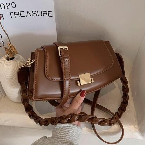 Vintage Flap Tote Crossbody Bags 2021 Summer High Quality PU Leather Women Designer Handbag Ladies Weave Shoulder Messenger Bag