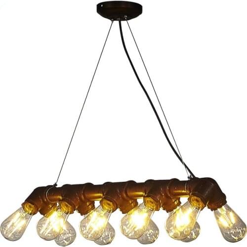 Vintage Loft Pendant Chandeliers Retro Metal Waterpipe Lamps Art Decoration Lights E27 Industrial Lighting Fixture