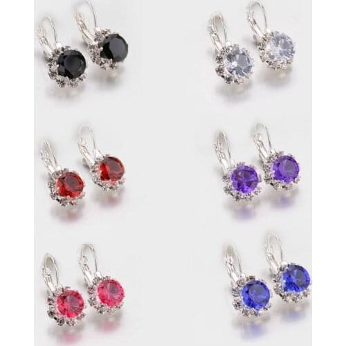 6 Colors Big Crystal Stone Rhinestone Drop Earrings Cube Zirconia Cuff Earring For Women Jewelry Pendientes Mujer Dropshipping