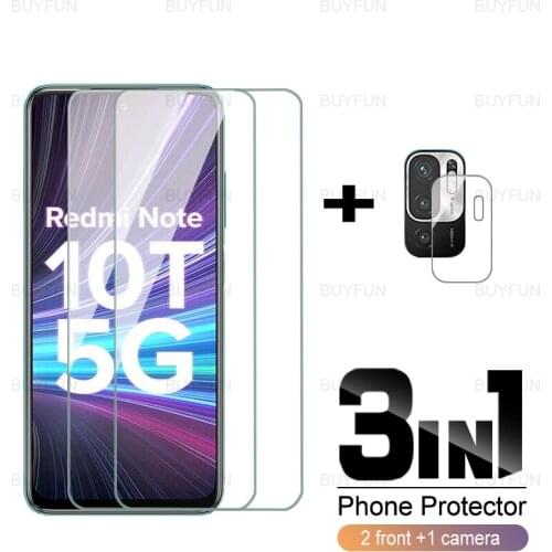 For Redmi Note 10T 5G 3in1 front screen protector camera film for xiaomi redmi redmy note 10 t t10 5g full cover tempered glass