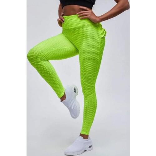 Womens Tights Solid Elastic Yoga Pants Bubble Hip Lifting Exercise Fitness Running High Waist Yoga Pants колготки в сетку E2