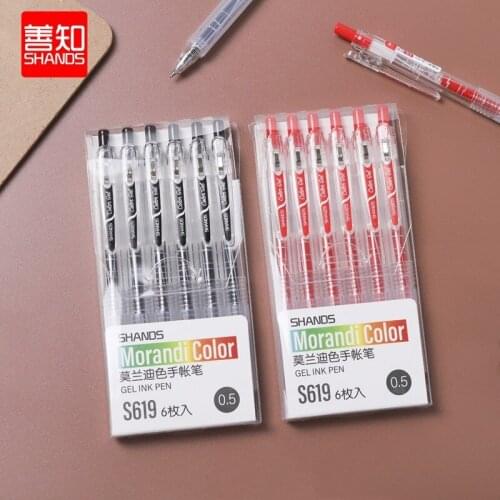 Zoecor 6pc/Pack Gel Pen Set 0.5MM kawaii School Stationary Supplies Morandi Color Pens Business Office Black Blue Red Ink